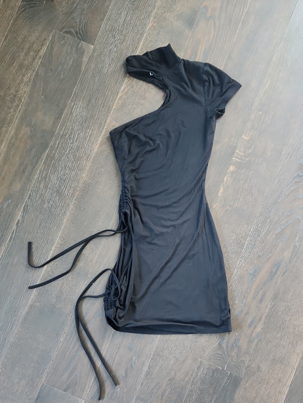 I.AM.GIA Black One-Shoulder Side-Ruched Mini Dress